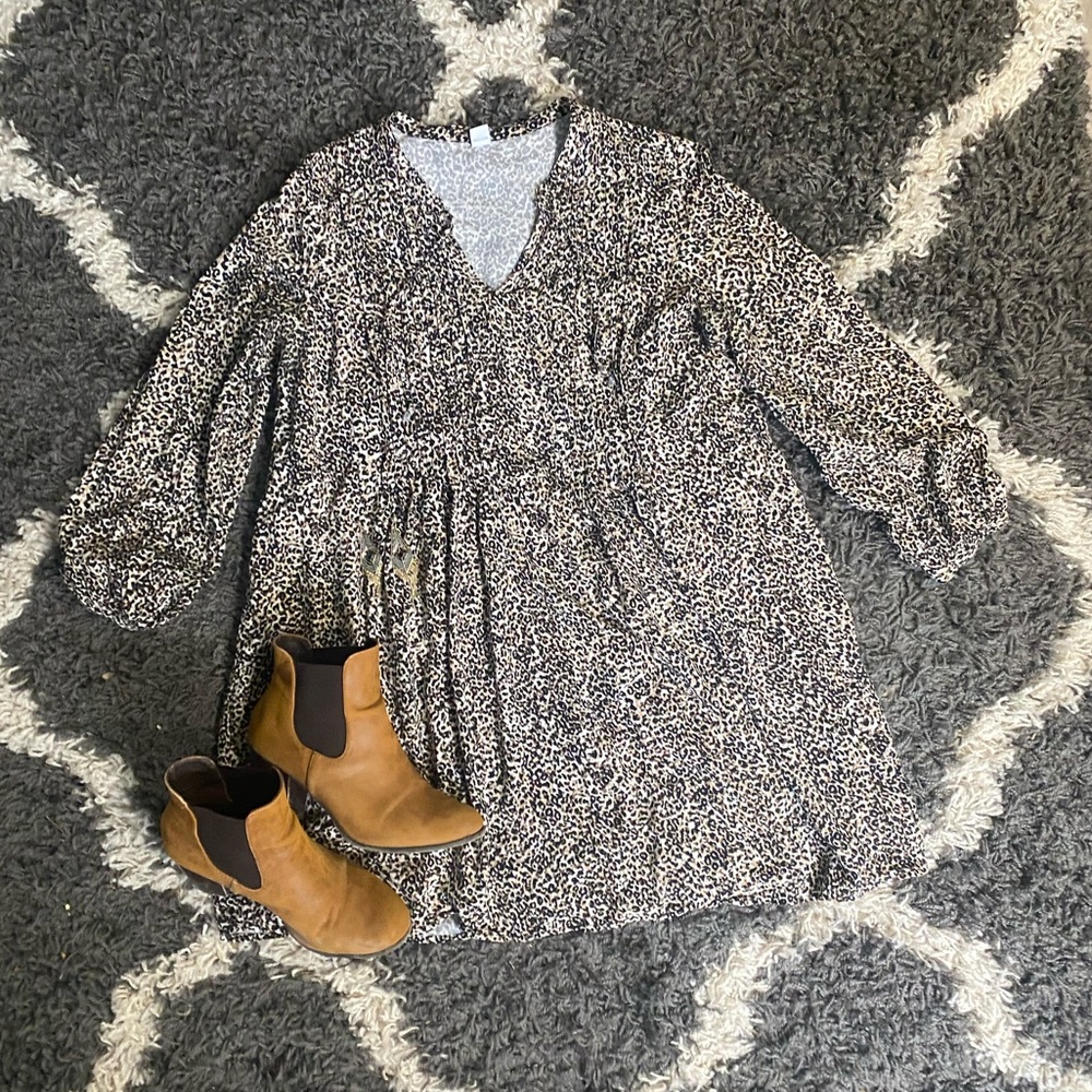 Leopard Print Old Navy Babydoll Tunic Dress 🐆